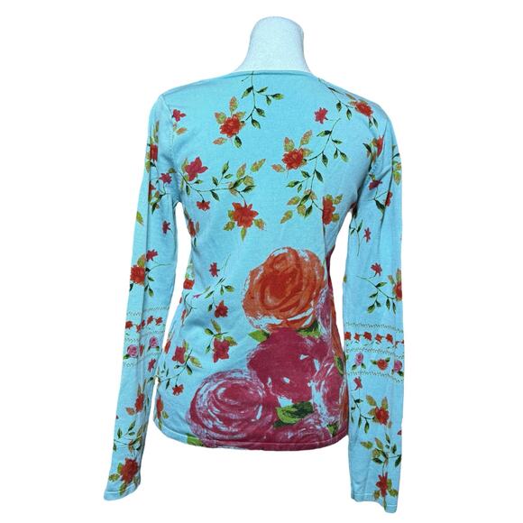 Christina Rotelli Top Women S Silk Stretch Roses 90s Y2K Vintage Phoebe Buffay - Picture 5 of 11